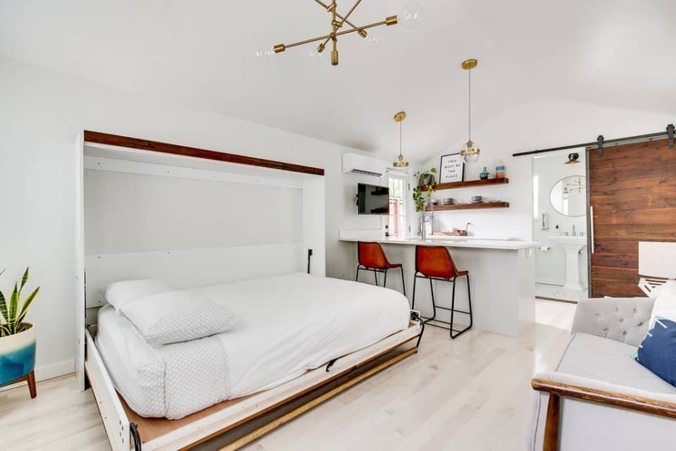 Кухня и спальня в одной комнате: планировка, дизайн, фото #50