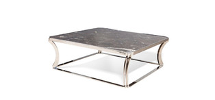 Журнальный столик Hamptons отделка мрамор Laurent brown, цвет металла полированная сталь FB.ET.HS.26