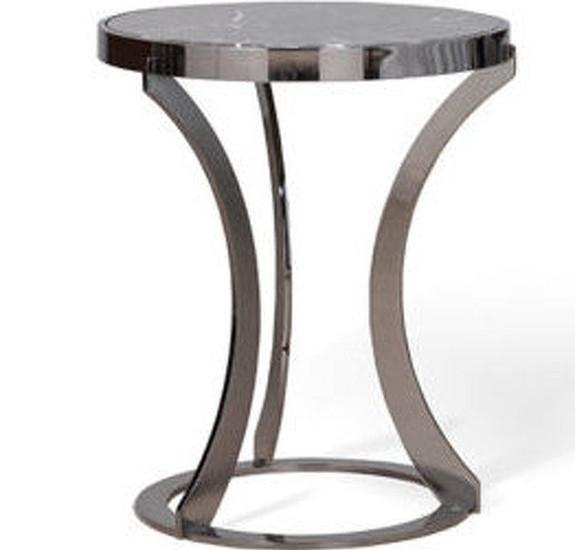 Приставной столик Hamptons отделка мрамор Laurent brown, цвет металла полированная сталь FB.ST.HS.29