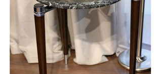 Приставной столик Madison отделка глянцевый орех 2018, цвет металла хром, топ мрамор Petroleum green FB.ST.MS.3
