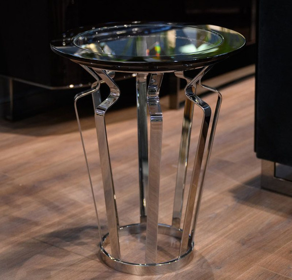 Приставной столик Vivienne отделка глянцевый орех Crystal, цвет металла полированная сталь FB.ST.VV.17