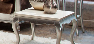 Приставной столик отделка перламутровый кремовый лак, сусальное серебро, покрытое лаком шампань FB.ET.VZ.61