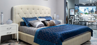 Кровать отделка бежевый блестящий лак Beige B gloss, ткань MARISA-41A FB.BD.RM.680
