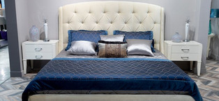 Кровать отделка бежевый блестящий лак Beige B gloss, ткань MARISA-41A FB.BD.RM.680