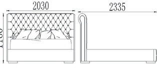 Кровать отделка белый глянцевый лак, ткань ANYZO-94 FB.BD.RM.681