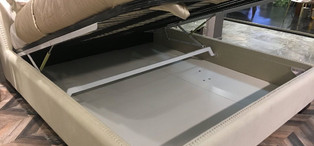 Кровать с подъемным механизмом отделка шпон махагона C, ткань бежевый велюр FB.BD.MES.393