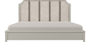 Кровать с решеткой отделка бежевый матовый лак, ткань PIANO 04 FB.BD.SL.646