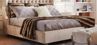 Кровать с решеткой отделка серебряное напыление, ткань светло-бежевый велюр FB.BD.RM.669
