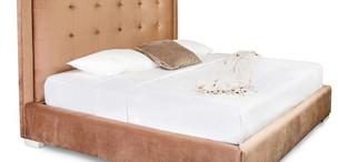 Кровать с решеткой отделка ткань Velour 220-11, ножки бежевый лак FB.BD.SLN.686