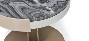 Прикроватная тумбочка Hamptons отделка глянцевый лак 2014 Mink, мрамор Ash gray, цвет металла полированная сталь FB.BST.HS.11