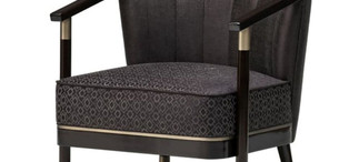 Кресло Preston отделка ткань кат 1, глянцевый орех, цвет металла латунь FB.ACH.PR.10