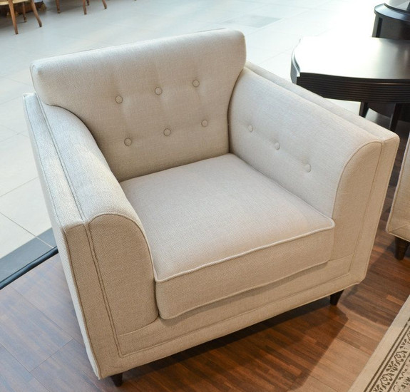 Кресло отделка шпон махагона C, ткань кремовая рогожка FB.ACH.MES.155