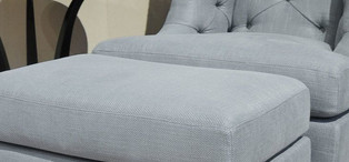 Кресло отделка шпон махагона C, ткань серо-голубая рогожка FB.ACH.MES.327