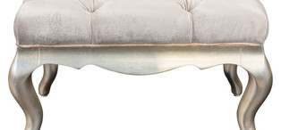 Пуфик отделка серебряное напыление, ткань светло-бежевый велюр, декорировано капитонами FB.ST.VZ.649