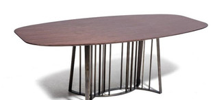 Обеденный стол Lauren отделка матовый орех, цвет металла латунь FB.DT.LN.24