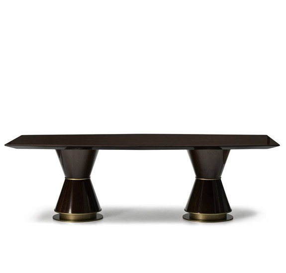 Обеденный стол Preston отделка глянцевый орех, цвет металла латунь FB.DT.PR.15