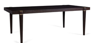 Обеденный стол Preston отделка дуб с прожилками Wenge, цвет металла латунь FB.DT.PR.35