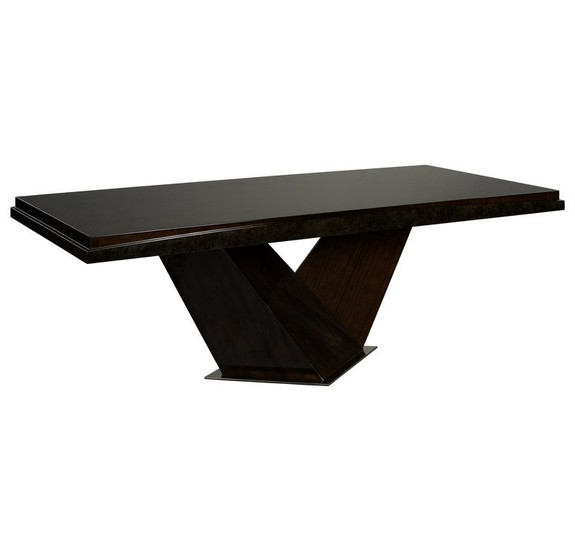 Обеденный стол Vermont отделка глянцевый орех Crystal, цвет металла полированная сталь FB.DT.VM.1