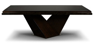 Обеденный стол Vermont отделка глянцевый орех Crystal, цвет металла полированная сталь FB.DT.VM.1